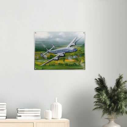 Thijs Postma - Poster - Acrylic - Lockheed L-749 Over Sawahs Acrylic Print TP Aviation Art 