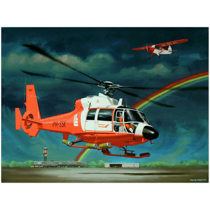 Thijs Postma - Poster - Aerospatiale Dauphin - Schreiner Airways Poster Only TP Aviation Art 45x60 cm / 18x24″ 