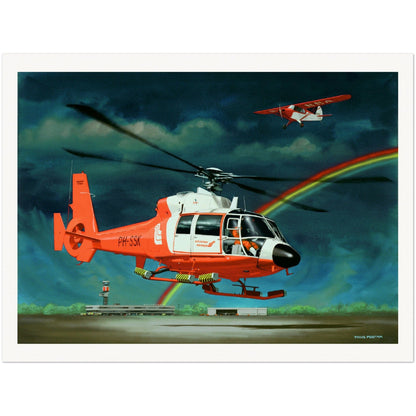 Thijs Postma - Poster - Aerospatiale Dauphin - Schreiner Airways Poster Only TP Aviation Art 60x80 cm / 24x32″ 