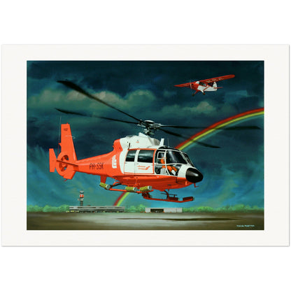 Thijs Postma - Poster - Aerospatiale Dauphin - Schreiner Airways Poster Only TP Aviation Art 70x100 cm / 28x40″ 