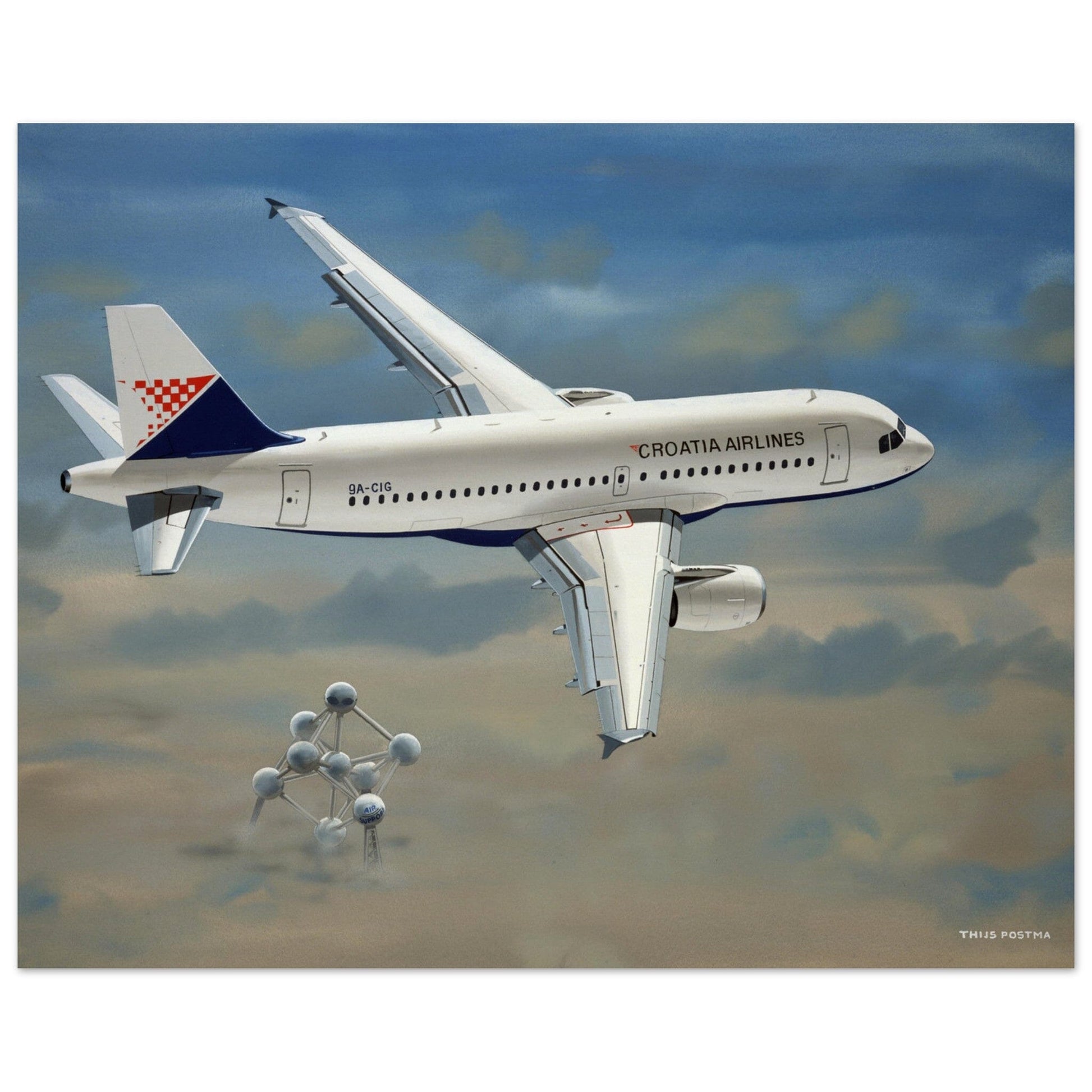 Thijs Postma - Poster - Airbus A319 Croatia Airlines Poster Only TP Aviation Art 40x50 cm / 16x20″ 