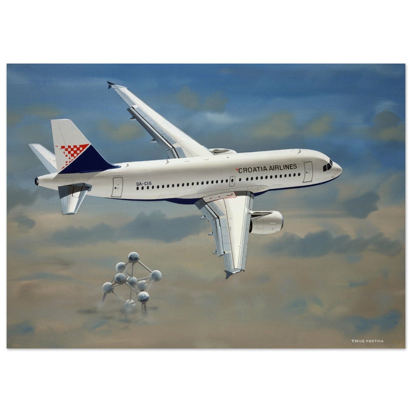 Thijs Postma - Poster - Airbus A319 Croatia Airlines Poster Only TP Aviation Art 50x70 cm / 20x28″ 