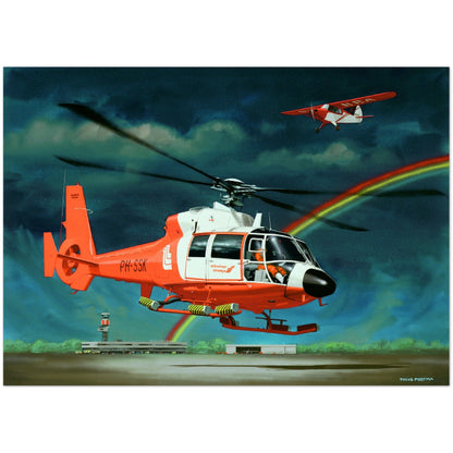 Thijs Postma - Poster - Aluminum - Aerospatiale Dauphin - Schreiner Airways Aluminum Print TP Aviation Art 50x70 cm / 20x28″ 