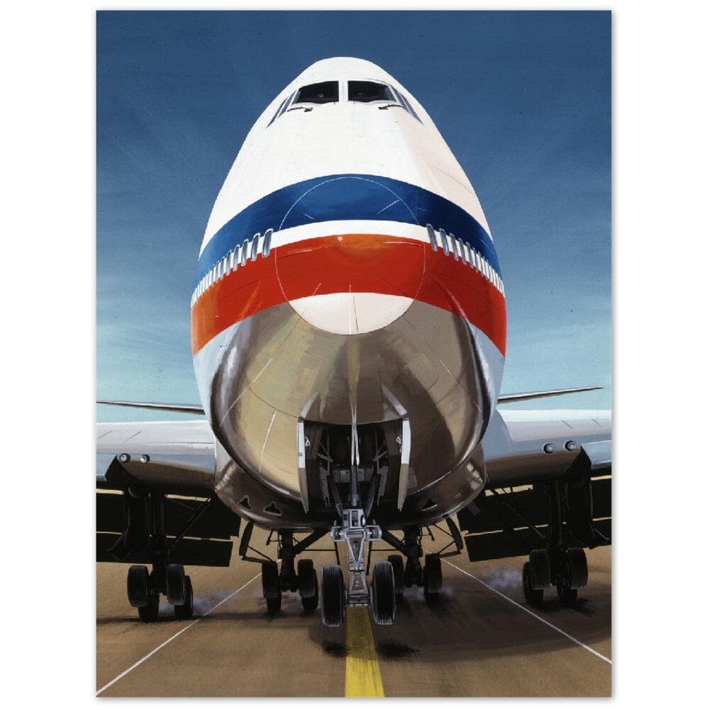 Thijs Postma - Poster - Aluminum - Boeing 747 Jumbo Jet Landing Aluminum Print TP Aviation Art 45x60 cm / 18x24″ 