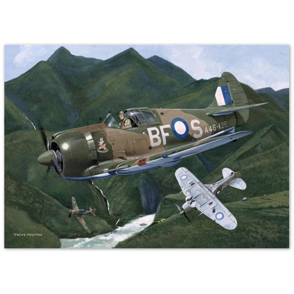 Thijs Postma - Poster - Aluminum - CA-13 Boomerang On Patrol Aluminum Print TP Aviation Art 50x70 cm / 20x28″ 