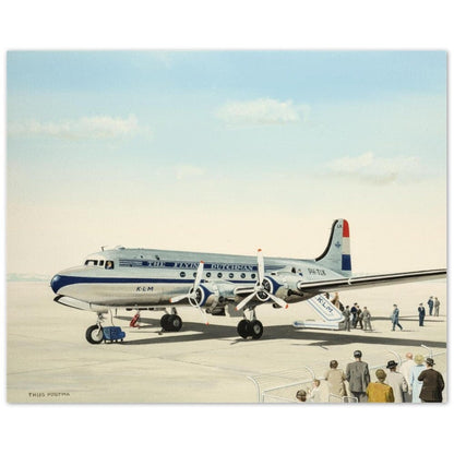 Thijs Postma - Poster - Aluminum - Douglas DC-4 Skymaster KLM PH-TLK Boarding Aluminum Print TP Aviation Art 40x50 cm / 16x20″ 