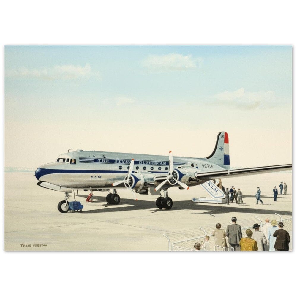 Thijs Postma - Poster - Aluminum - Douglas DC-4 Skymaster KLM PH-TLK Boarding Aluminum Print TP Aviation Art 50x70 cm / 20x28″ 