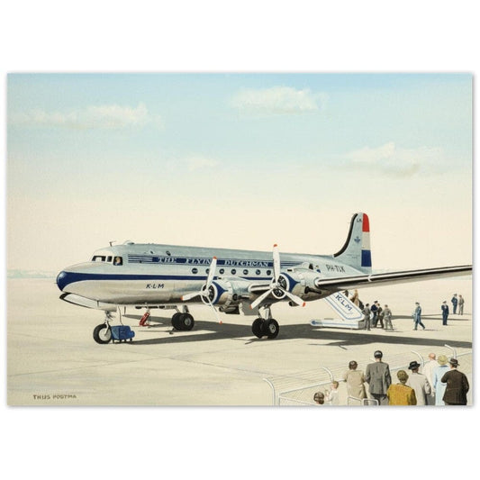 Thijs Postma - Poster - Aluminum - Douglas DC-4 Skymaster KLM PH-TLK Boarding Aluminum Print TP Aviation Art 