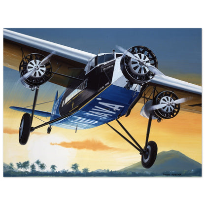 Thijs Postma - Poster - Aluminum - Fokker F.XVIII Pelikaan Flying To Batavia Aluminum Print TP Aviation Art 45x60 cm / 18x24″ 