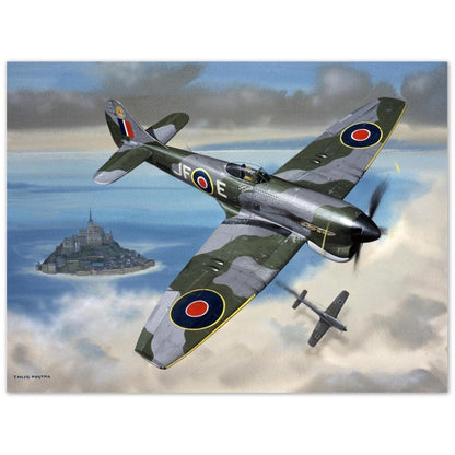 Thijs Postma - Poster - Aluminum - Hawker Tempest JF-E Downing A German Fighter Aluminum Print TP Aviation Art 60x80 cm / 24x32″ 
