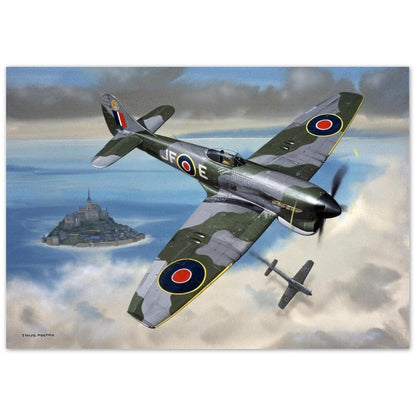 Thijs Postma - Poster - Aluminum - Hawker Tempest JF-E Downing A German Fighter Aluminum Print TP Aviation Art 70x100 cm / 28x40″ 
