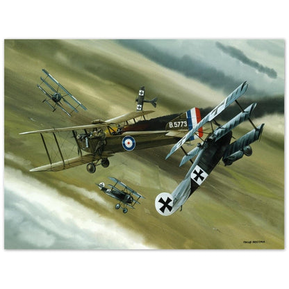 Thijs Postma - Poster - Aluminum - Koolhoven FK.8 On Fire Combating Fokker Dr.I’s Aluminum Print TP Aviation Art 45x60 cm / 18x24″ 
