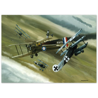 Thijs Postma - Poster - Aluminum - Koolhoven FK.8 On Fire Combating Fokker Dr.I’s Aluminum Print TP Aviation Art 50x70 cm / 20x28″ 