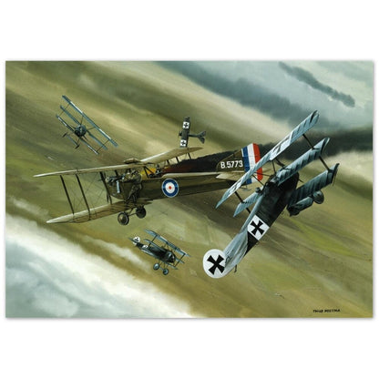 Thijs Postma - Poster - Aluminum - Koolhoven FK.8 On Fire Combating Fokker Dr.I’s Aluminum Print TP Aviation Art 