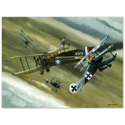 Thijs Postma - Poster - Aluminum - Koolhoven FK.8 On Fire Combating Fokker Dr.I’s Aluminum Print TP Aviation Art 60x80 cm / 24x32″ 