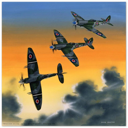 Thijs Postma - Poster - Aluminum - Supermarine Spitfire Mk.24 In HongKong Aluminum Print TP Aviation Art 60x60 cm / 24x24″ 