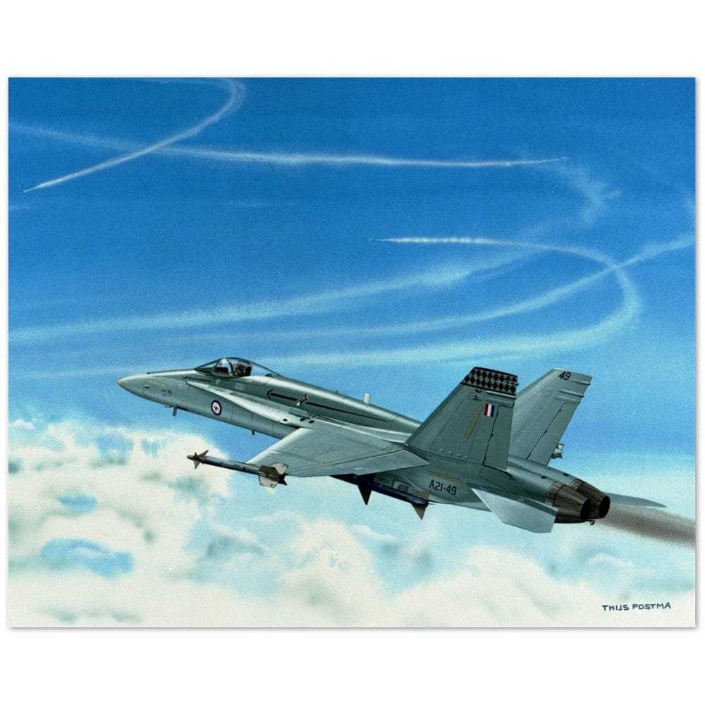 Thijs Postma - Poster - Australian McDonnell F/A-18C Hornet On Its Way Poster Only TP Aviation Art 40x50 cm / 16x20″ 