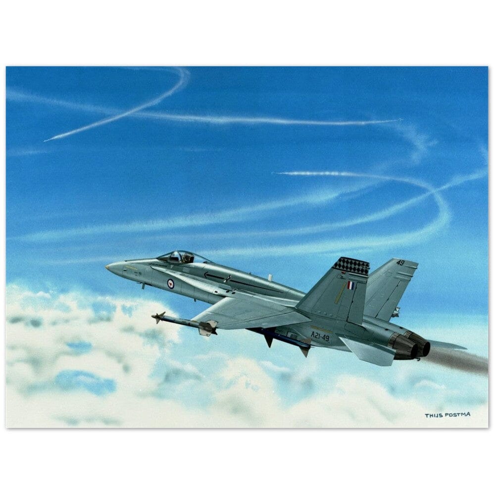 Thijs Postma - Poster - Australian McDonnell F/A-18C Hornet On Its Way Poster Only TP Aviation Art 60x80 cm / 24x32″ 