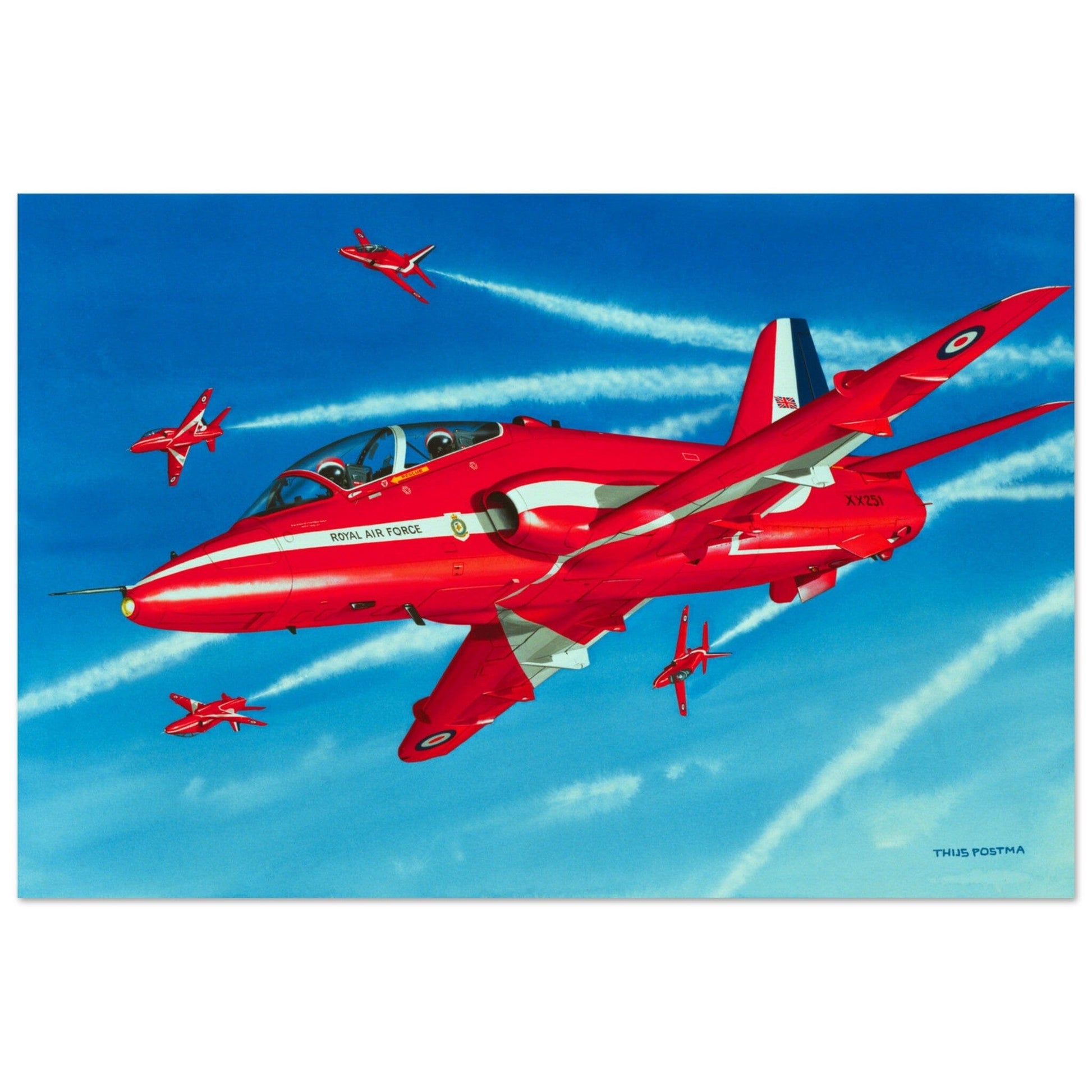 Thijs Postma - Poster - BAe Hawks Red Arrows Poster Only TP Aviation Art 40x60 cm / 16x24″ 