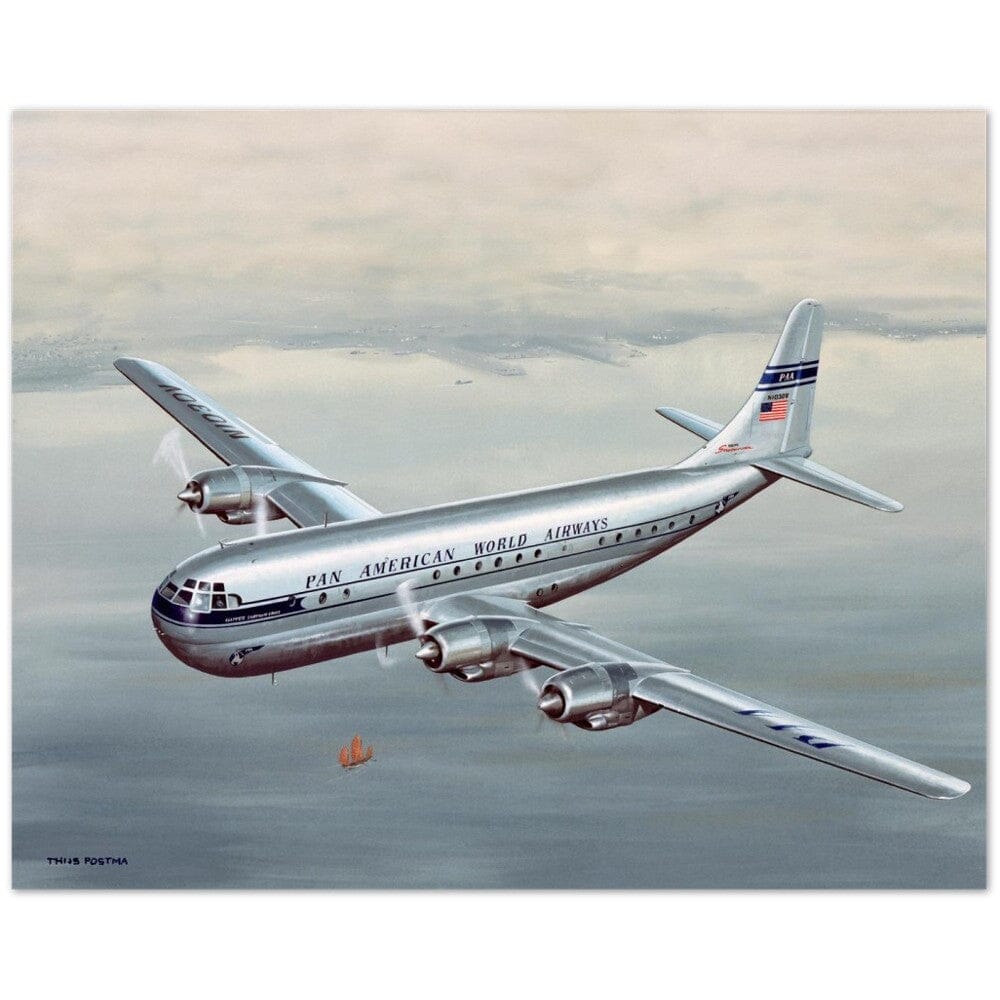 Thijs Postma - Poster - Boeing 377 Stratocruiser In The Far East Poster Only TP Aviation Art 40x50 cm / 16x20″ 
