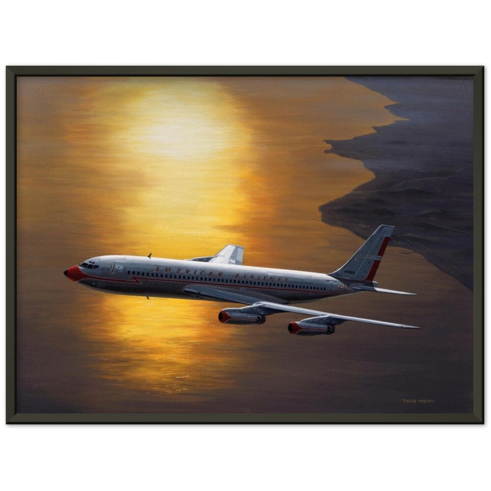 Thijs Postma - Poster - Boeing 707 Against The Sun - Metal Frame Poster - Metal Frame TP Aviation Art 45x60 cm / 18x24″ 