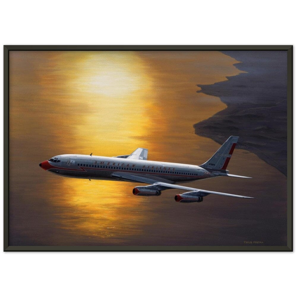 Thijs Postma - Poster - Boeing 707 Against The Sun - Metal Frame Poster - Metal Frame TP Aviation Art 50x70 cm / 20x28″ 