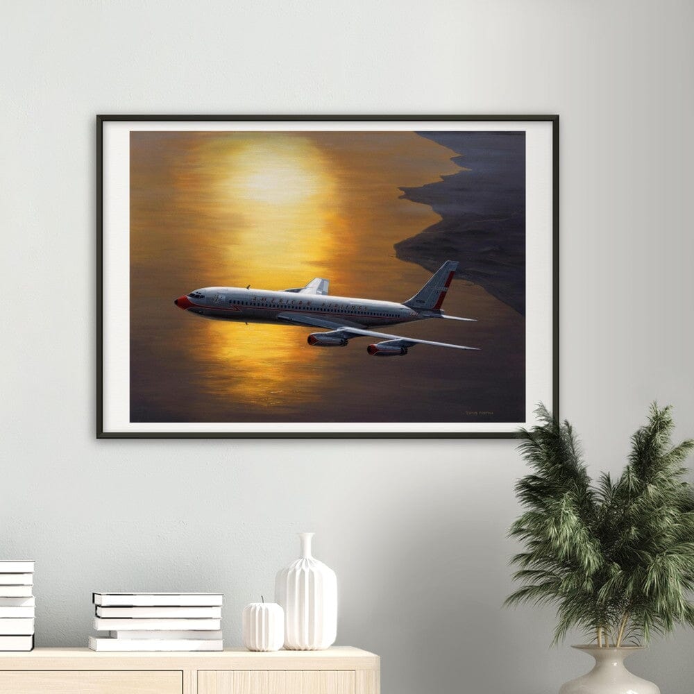 Thijs Postma - Poster - Boeing 707 Against The Sun - Metal Frame Poster - Metal Frame TP Aviation Art 