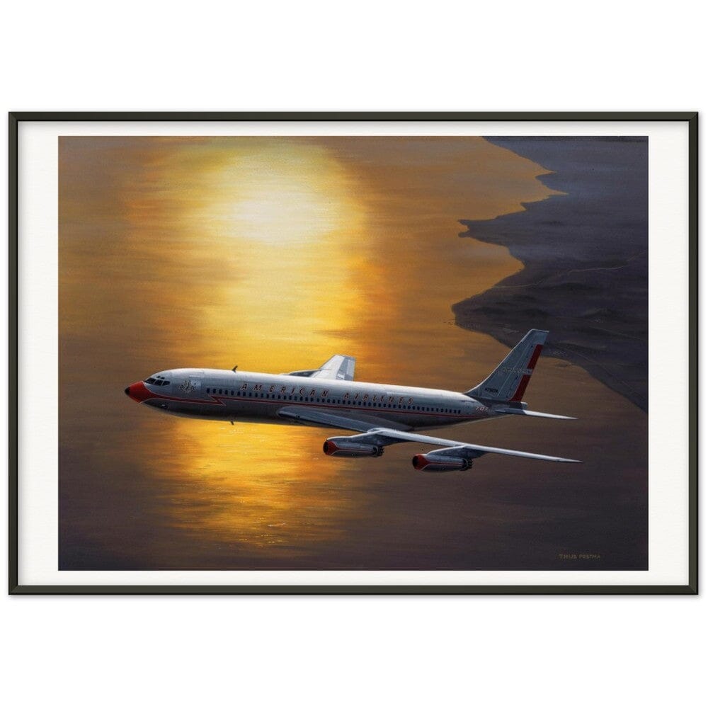 Thijs Postma - Poster - Boeing 707 Against The Sun - Metal Frame Poster - Metal Frame TP Aviation Art 70x100 cm / 28x40″ 