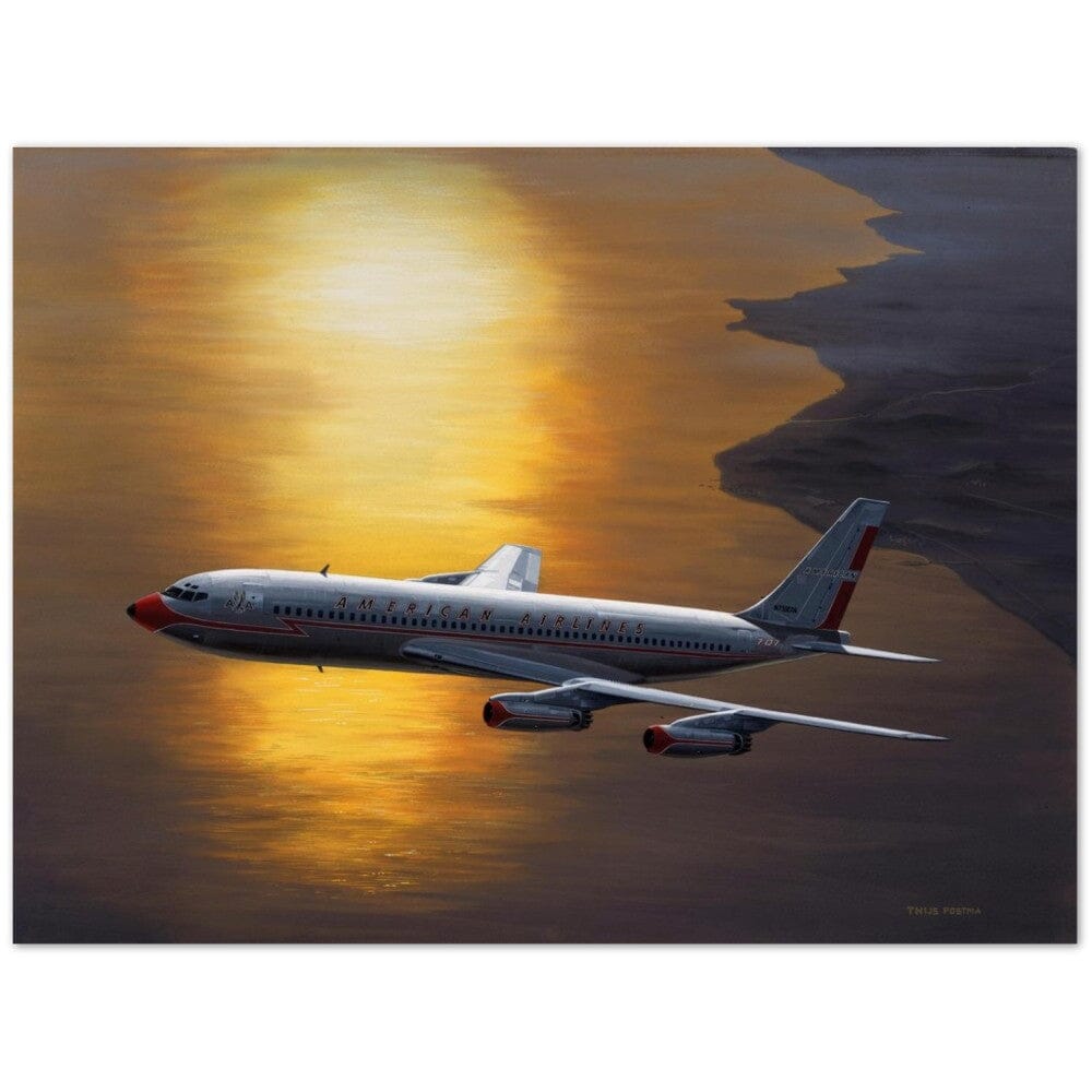 Thijs Postma - Poster - Boeing 707 Against The Sun Poster Only TP Aviation Art 45x60 cm / 18x24″ 