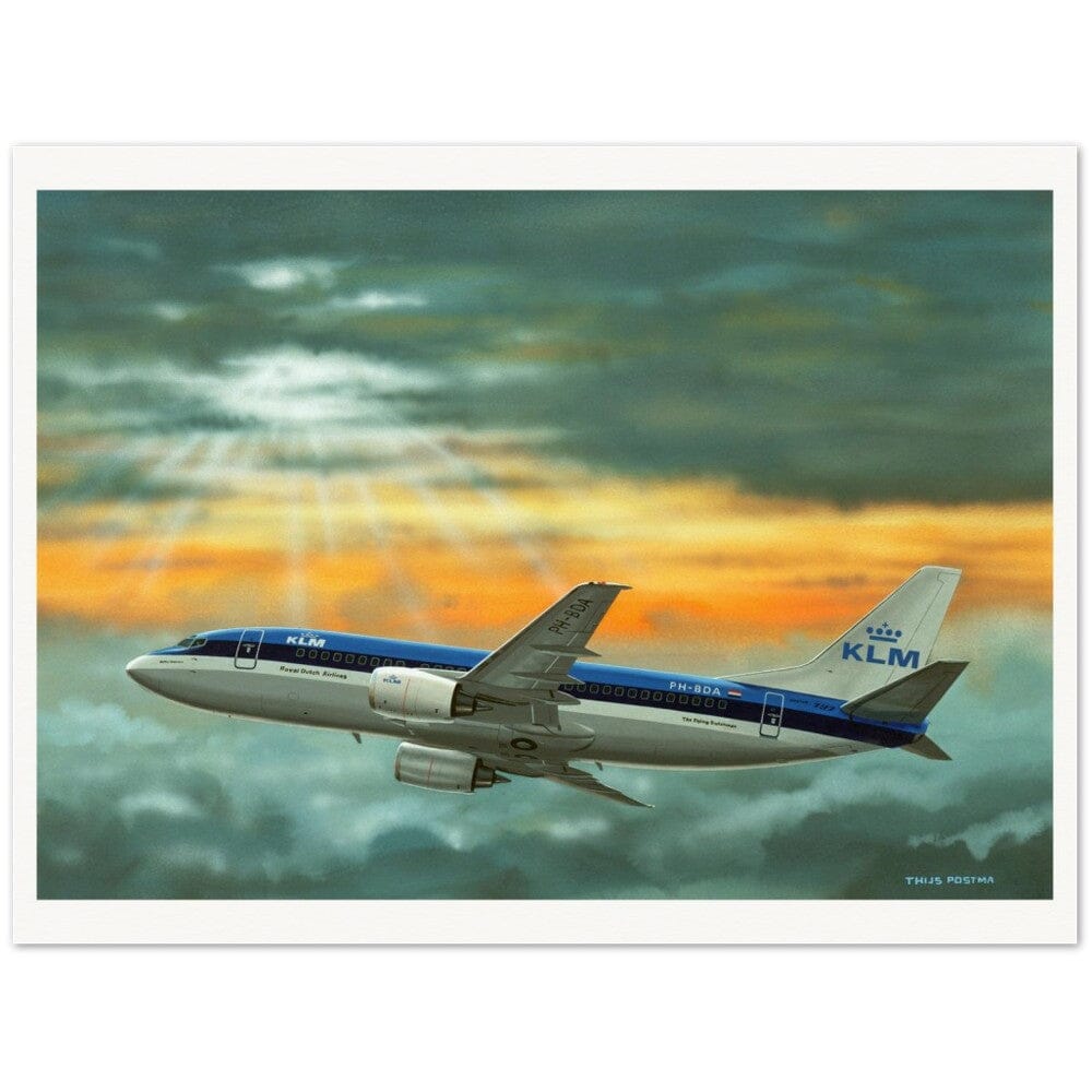 Thijs Postma - Poster - Boeing 737-300 KLM Between Two Cloud Layers Poster Only TP Aviation Art 