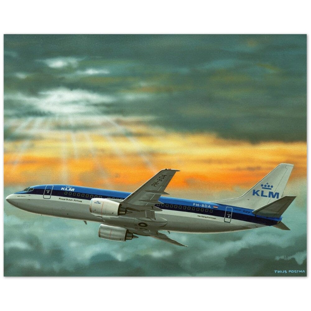 Thijs Postma - Poster - Boeing 737-300 KLM Between Two Cloud Layers Poster Only TP Aviation Art 40x50 cm / 16x20″ 