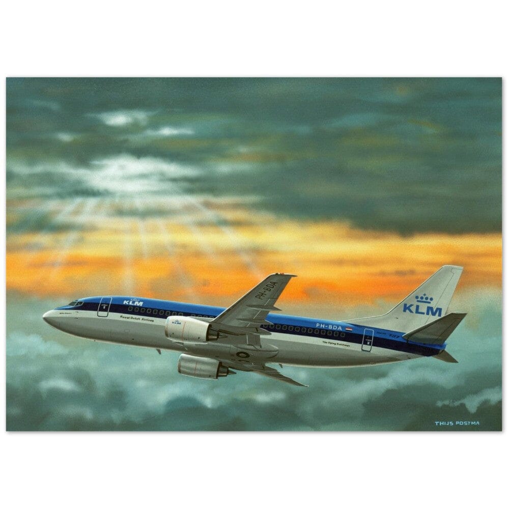 Thijs Postma - Poster - Boeing 737-300 KLM Between Two Cloud Layers Poster Only TP Aviation Art 50x70 cm / 20x28″ 