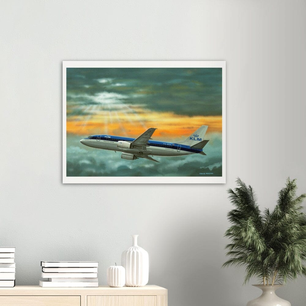 Thijs Postma - Poster - Boeing 737-300 KLM Between Two Cloud Layers Poster Only TP Aviation Art 
