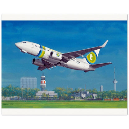 Thijs Postma - Poster - Boeing 737-700 Transavia Taking Off At Rotterdam Poster Only TP Aviation Art 40x50 cm / 16x20″ 