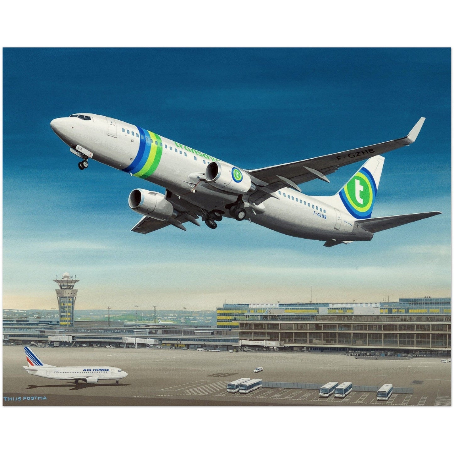 Thijs Postma - Poster - Boeing 737-800 Transavia Orly Poster Only TP Aviation Art 40x50 cm / 16x20″ 