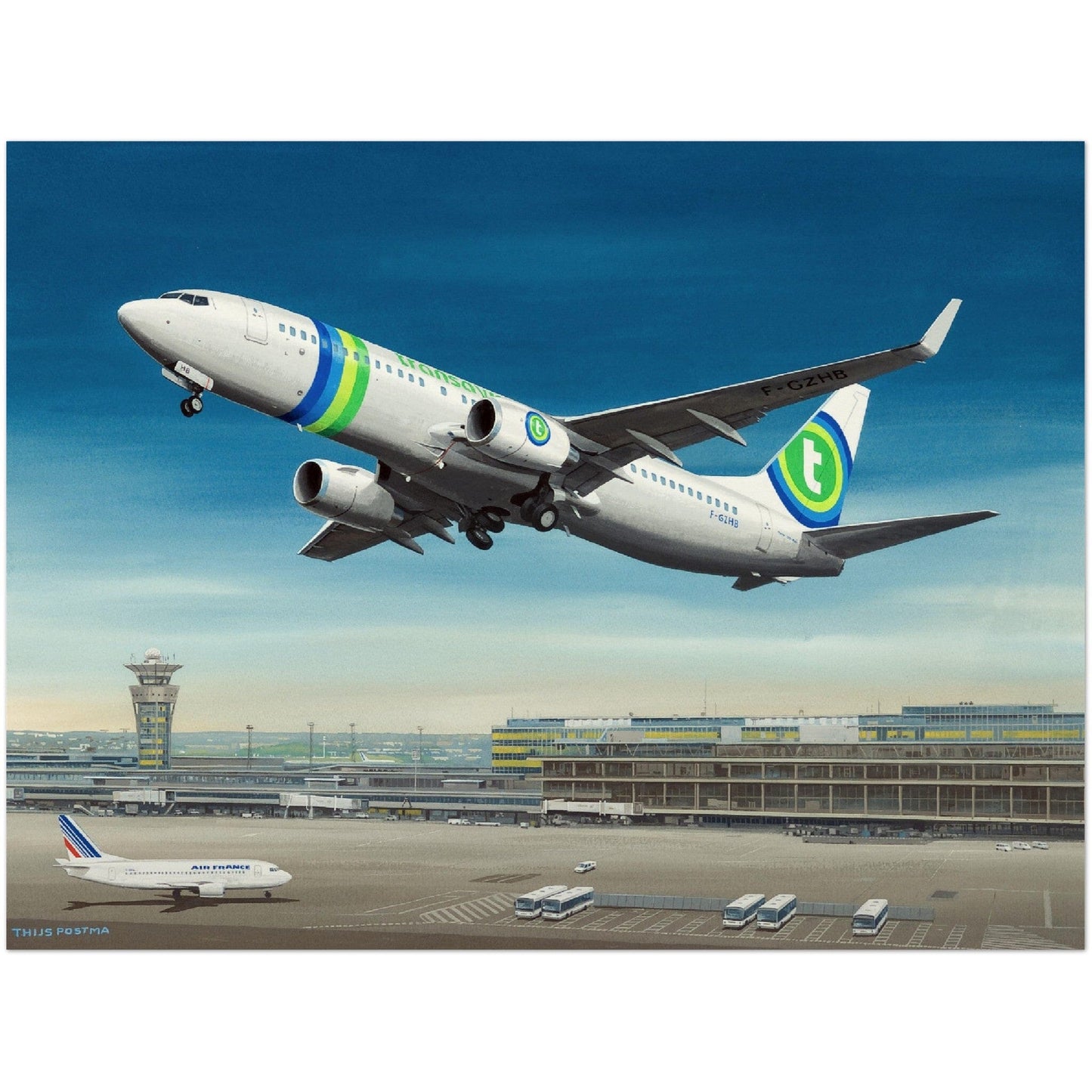 Thijs Postma - Poster - Boeing 737-800 Transavia Orly Poster Only TP Aviation Art 45x60 cm / 18x24″ 