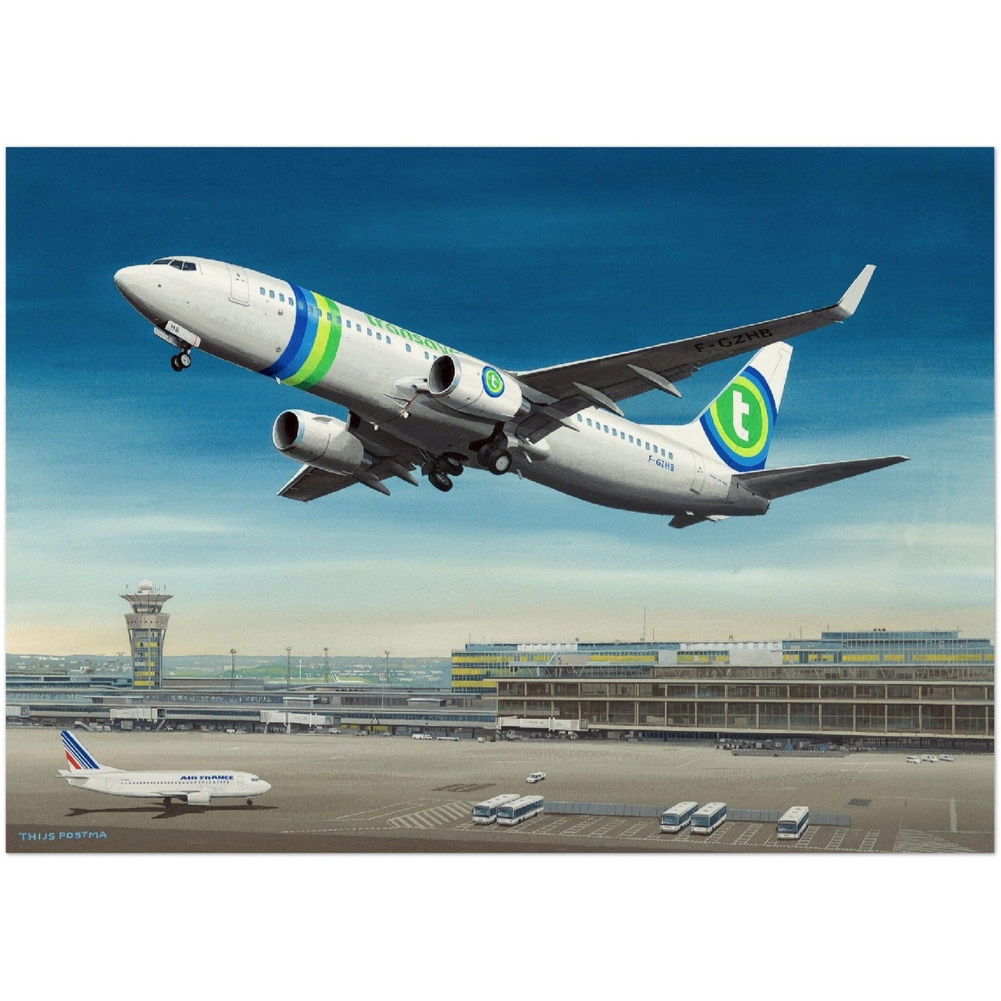 Thijs Postma - Poster - Boeing 737-800 Transavia Orly Poster Only TP Aviation Art 50x70 cm / 20x28″ 