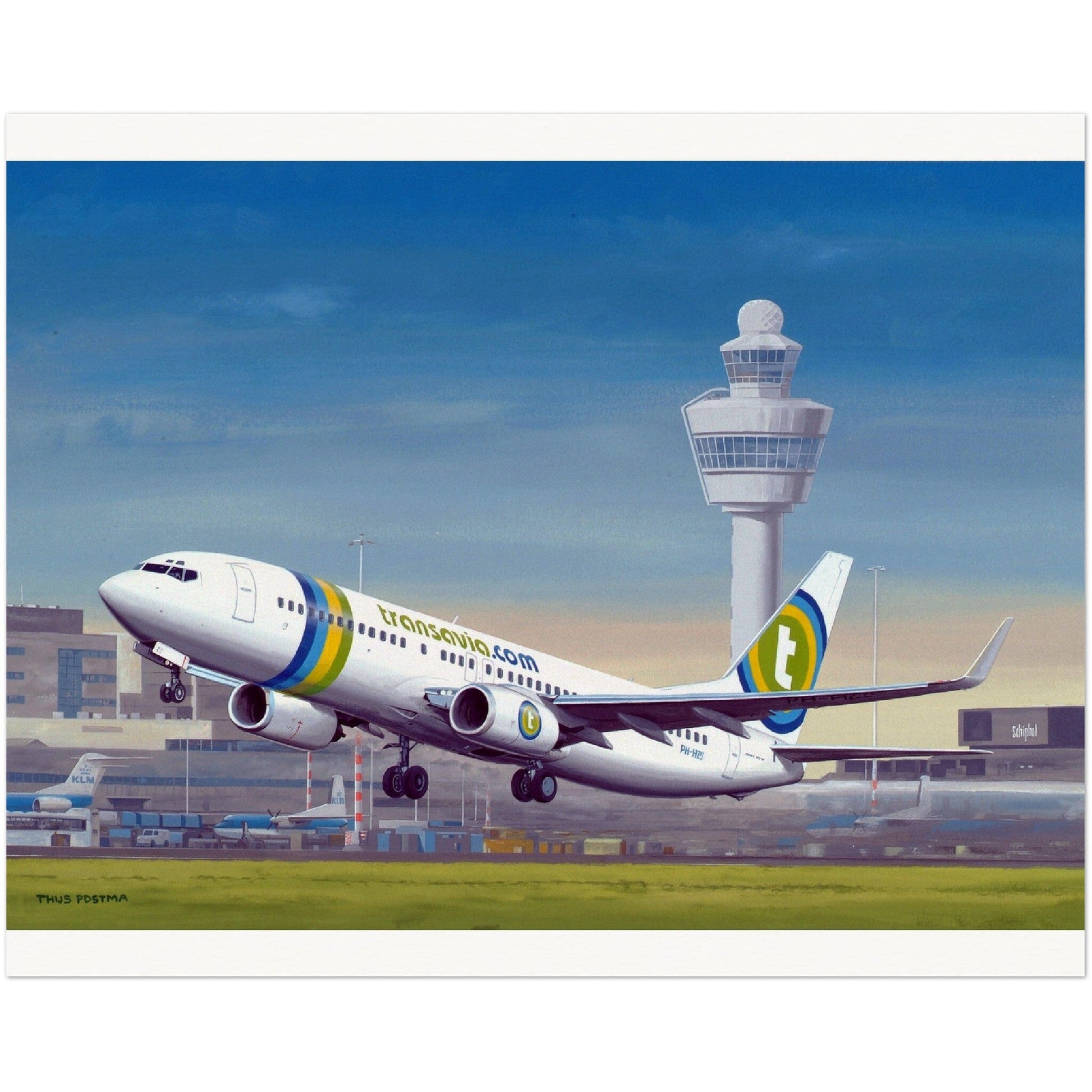 Thijs Postma - Poster - Boeing 737-800 Transavia Schiphol Airport Poster Only TP Aviation Art 40x50 cm / 16x20″ 