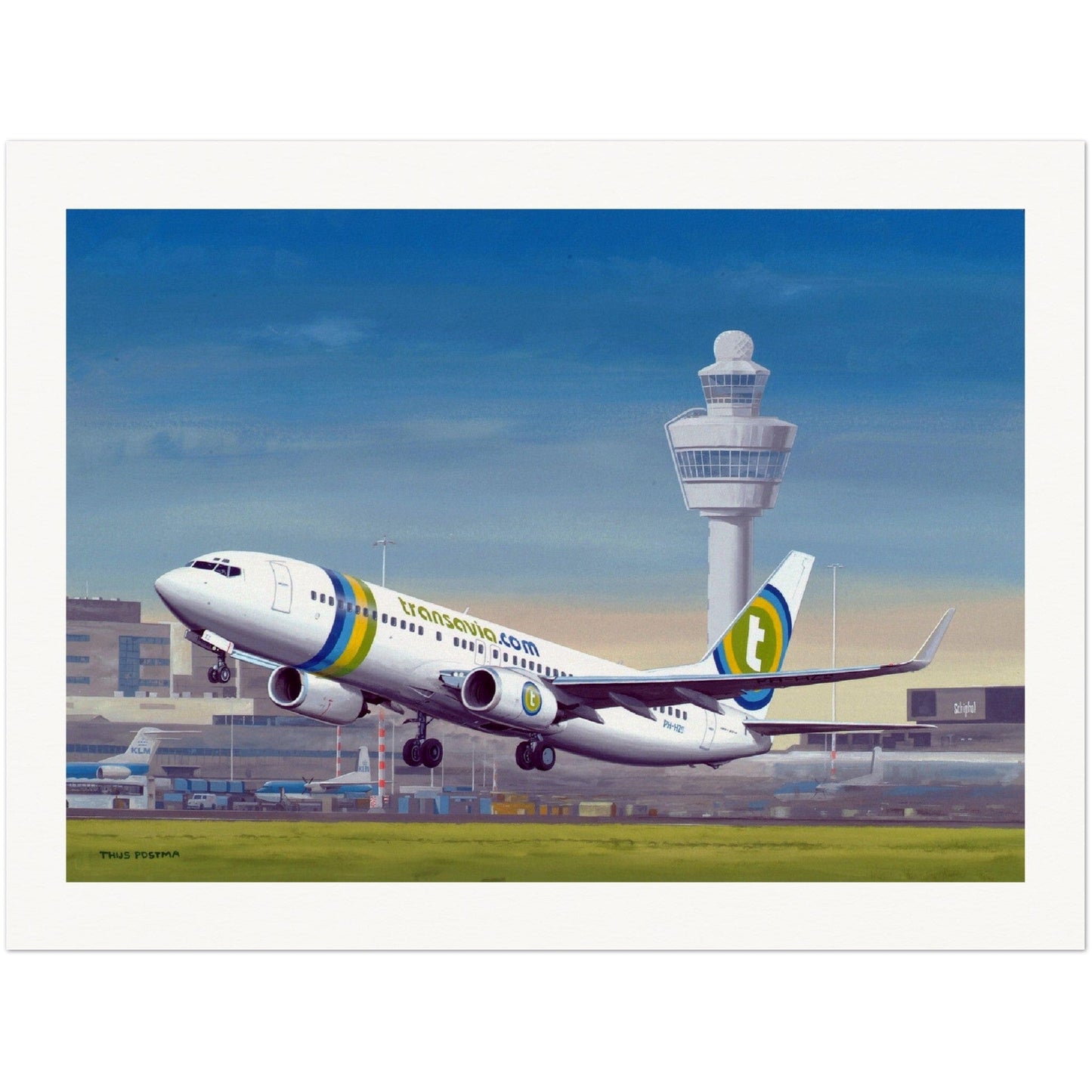 Thijs Postma - Poster - Boeing 737-800 Transavia Schiphol Airport Poster Only TP Aviation Art 60x80 cm / 24x32″ 