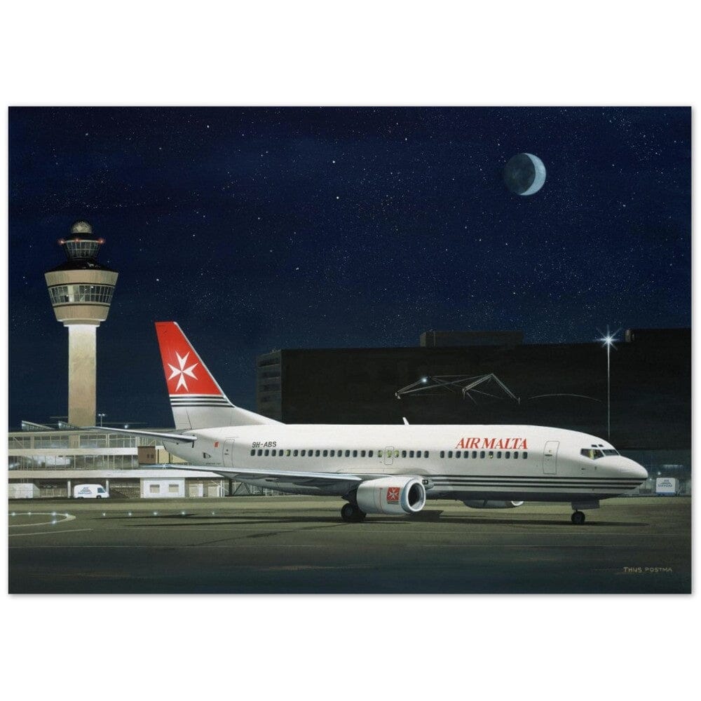 Thijs Postma - Poster - Boeing 737 Air Malta 9H-ABS Parked Poster Only TP Aviation Art 50x70 cm / 20x28″ 