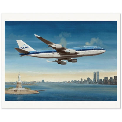 Thijs Postma - Poster - Boeing 747-400 KLM Over Manhattan Poster Only TP Aviation Art 40x50 cm / 16x20″ 