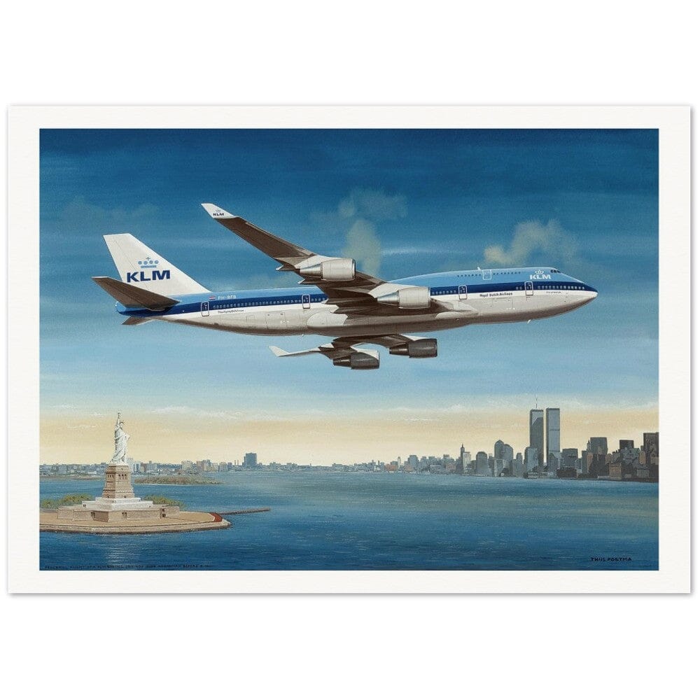 Thijs Postma - Poster - Boeing 747-400 KLM Over Manhattan Poster Only TP Aviation Art 50x70 cm / 20x28″ 