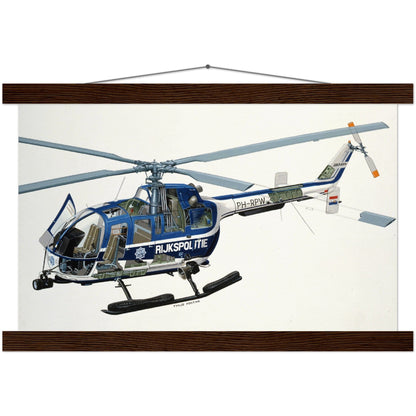 Thijs Postma - Poster - Bolkow Bo-105 Cutaway - Hanger Poster - Hanger TP Aviation Art 28x43 cm / XL (11x17″) dark wood 