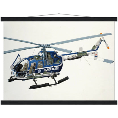 Thijs Postma - Poster - Bolkow Bo-105 Cutaway - Hanger Poster - Hanger TP Aviation Art 45x60 cm / 18x24″ black 