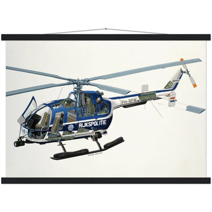 Thijs Postma - Poster - Bolkow Bo-105 Cutaway - Hanger Poster - Hanger TP Aviation Art 50x70 cm / 20x28″ black 