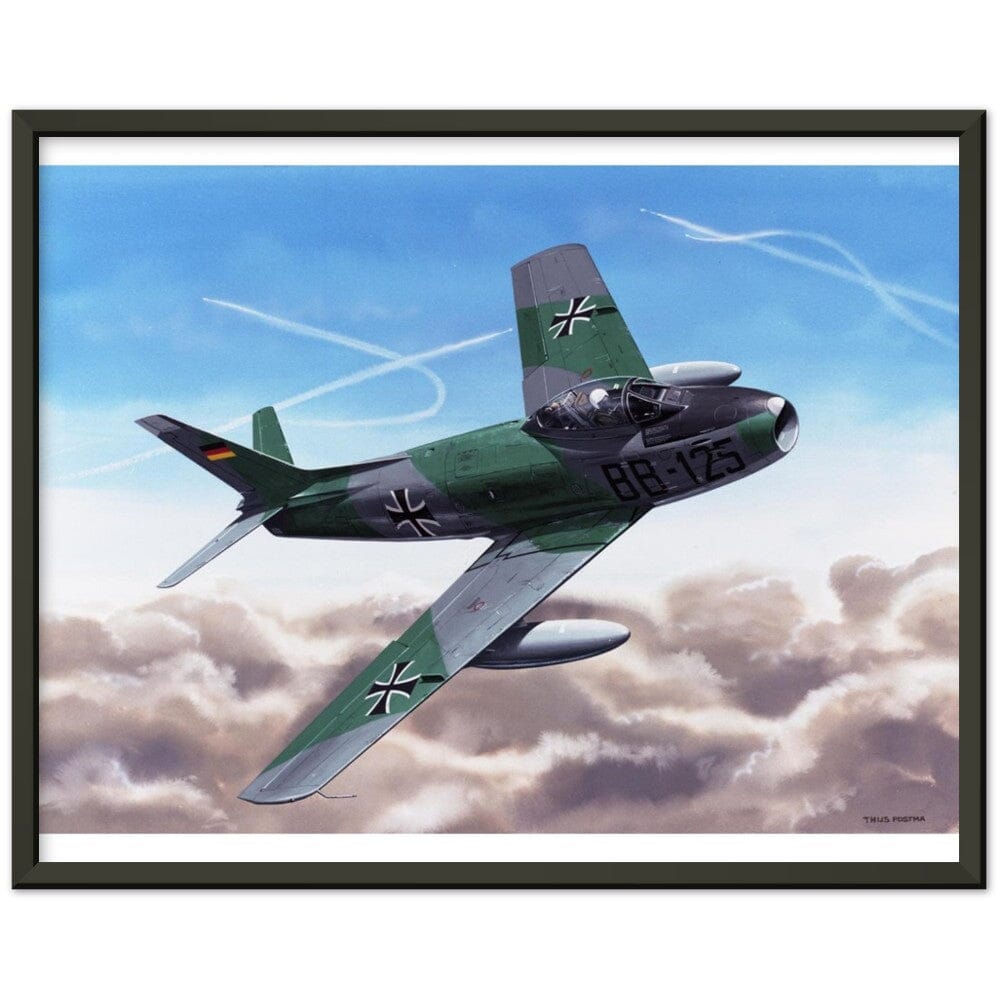Thijs Postma - Poster - Canadair Sabre Mk.5 Luftwaffe - Metal Frame Poster - Metal Frame TP Aviation Art 40x50 cm / 16x20″ Black 