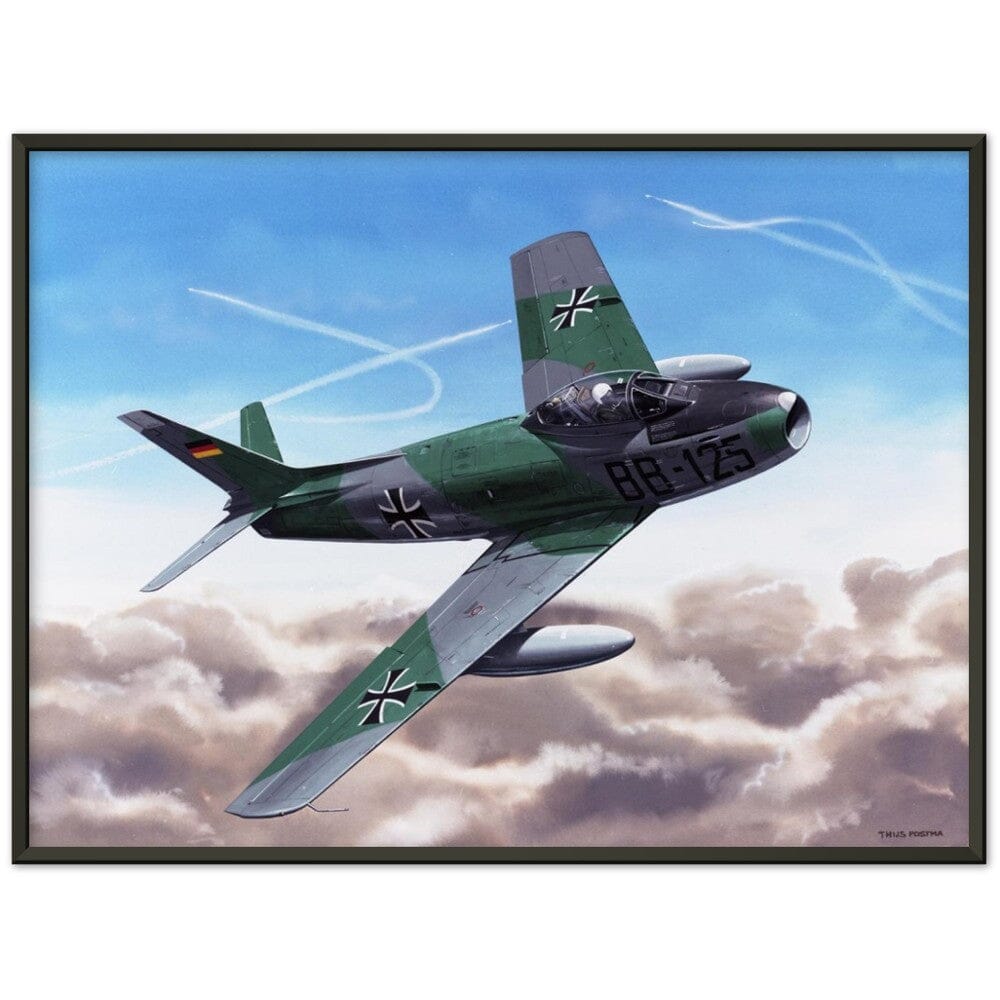 Thijs Postma - Poster - Canadair Sabre Mk.5 Luftwaffe - Metal Frame Poster - Metal Frame TP Aviation Art 60x80 cm / 24x32″ Black 