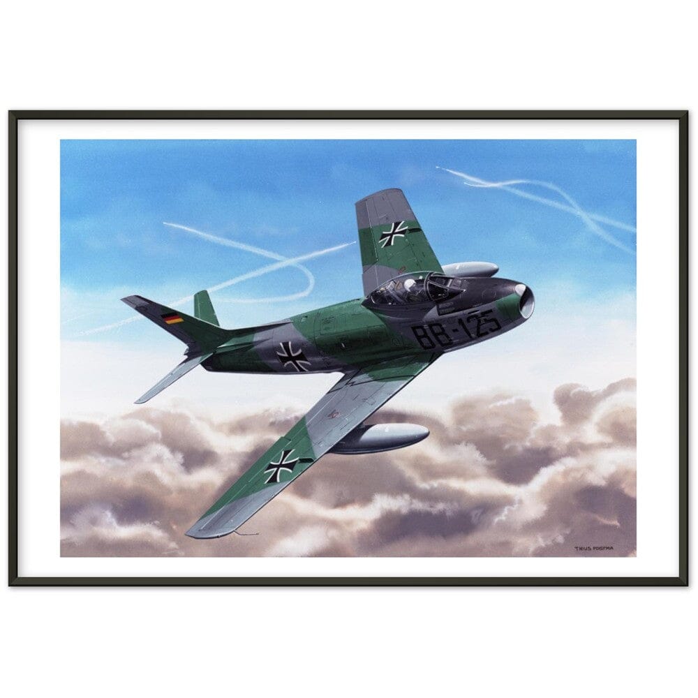 Thijs Postma - Poster - Canadair Sabre Mk.5 Luftwaffe - Metal Frame Poster - Metal Frame TP Aviation Art 70x100 cm / 28x40″ Black 