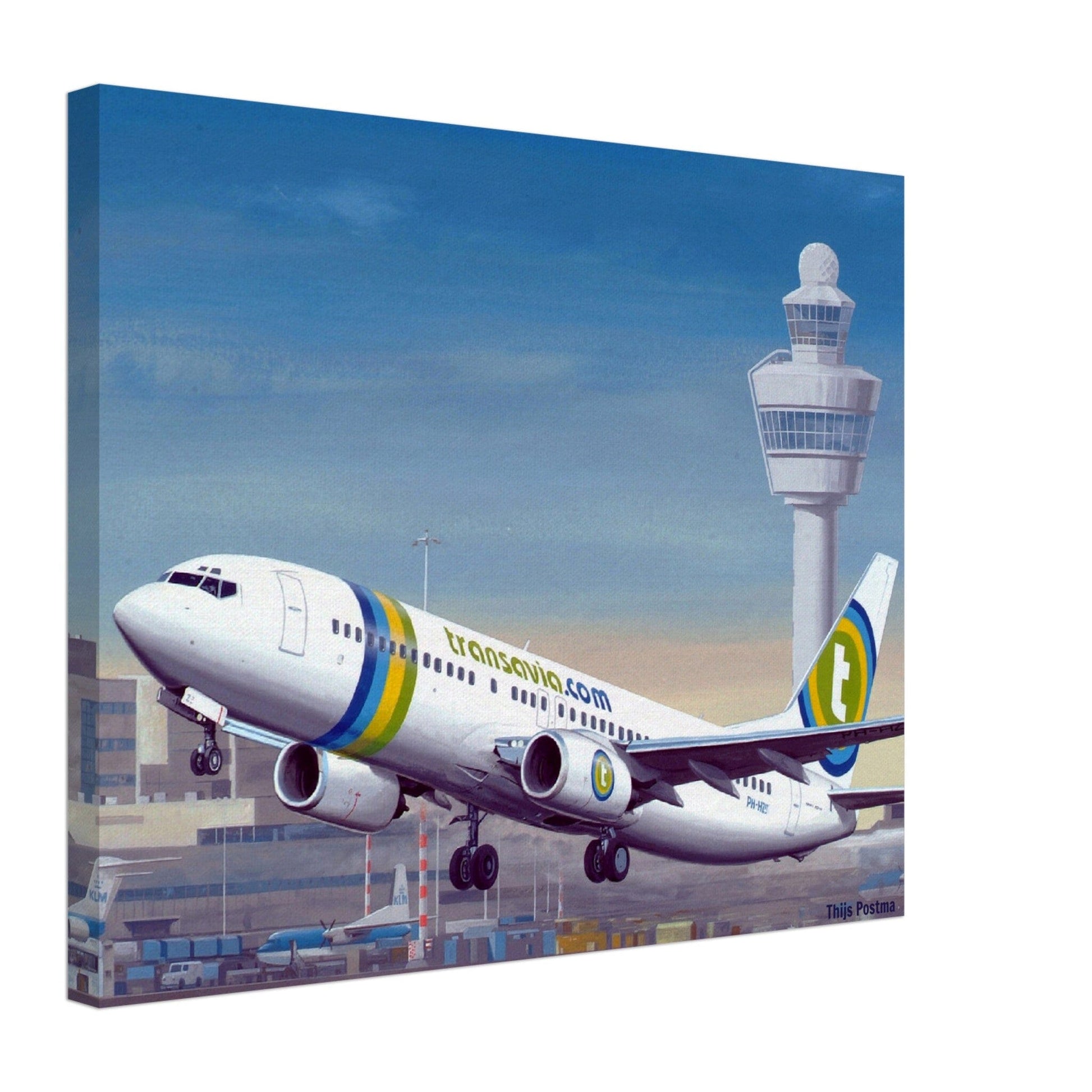 Thijs Postma - Poster - Canvas - Boeing 737-800 Transavia Schiphol Airport Canvas Print TP Aviation Art 40x50 cm / 16x20″ 