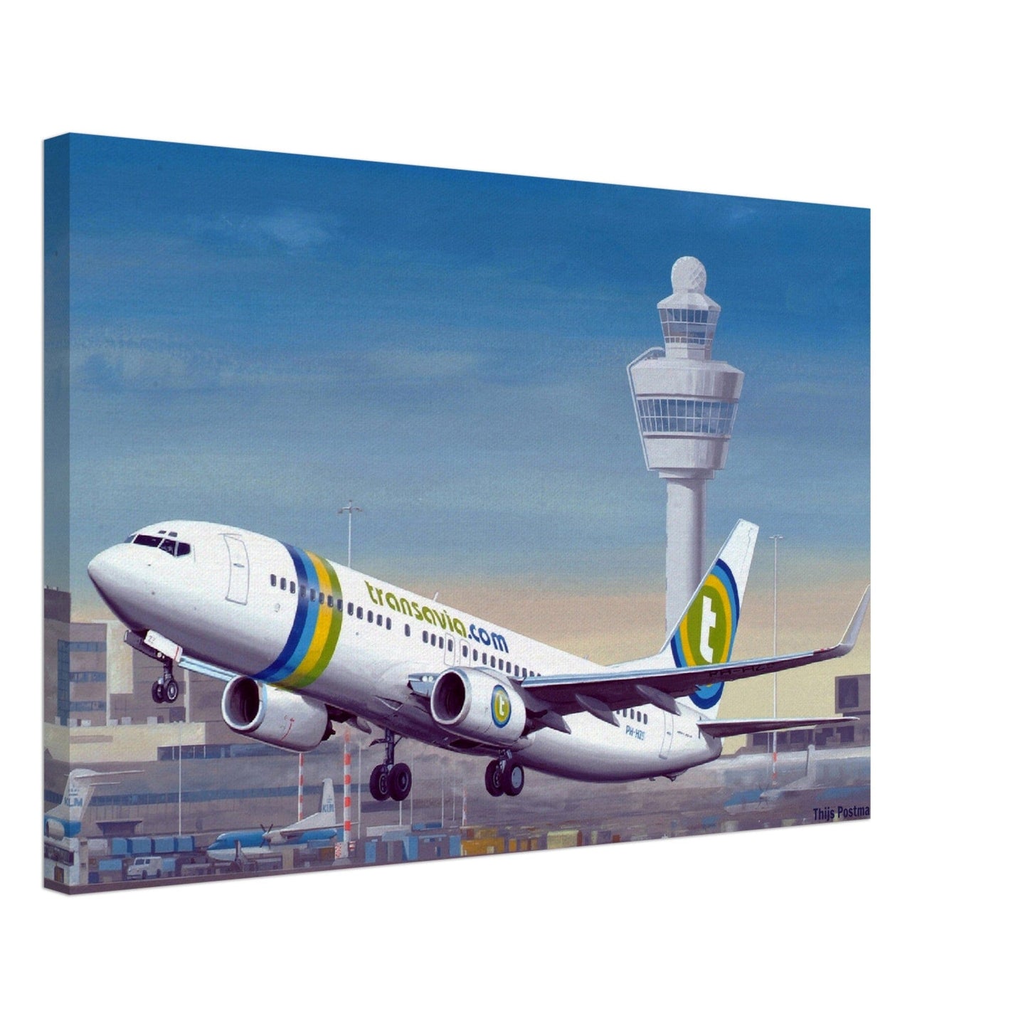 Thijs Postma - Poster - Canvas - Boeing 737-800 Transavia Schiphol Airport Canvas Print TP Aviation Art 40x60 cm / 16x24″ 